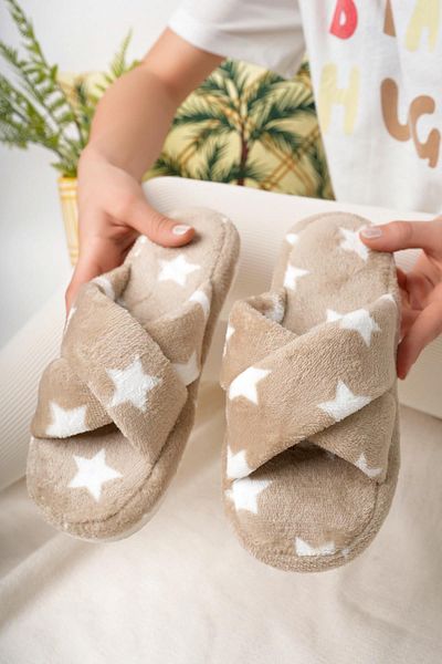 Moda Frato Modafrato SHINE Star Cross γυναικείες παντόφλες εσωτερικού χώρου Χειμερινές παντόφλες αθόρυβη σόλα