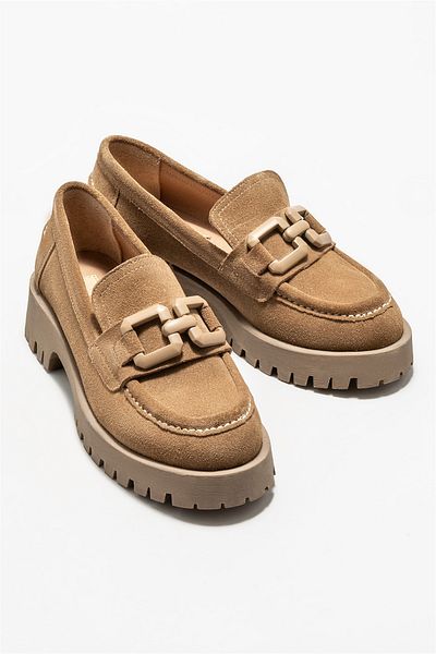 Elle Shoes Natural Leather Women's Loafer