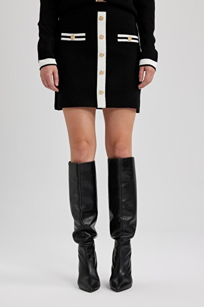 DeFacto A-line Buttoned Knitwear Mini Skirt B4500ax23au