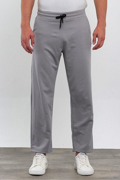 COMBİNE MİCHAİL Men's Gray Straight Leg Relaxed Cut Sweatpants