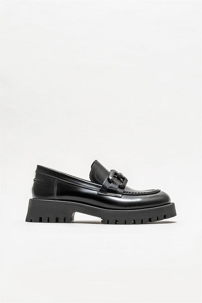 Elle Shoes Black Leather Women's Loafer