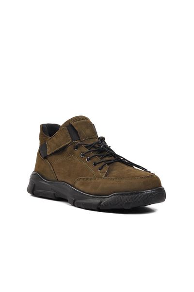 Bulldozer 220010-1 Ανδρικές μπότες από γνήσιο δέρμα Khaki Nubuck-μαύρο