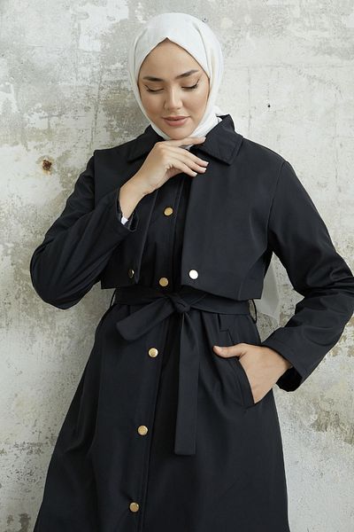 InStyle Trench cu curea acoperit Nalyes - negru