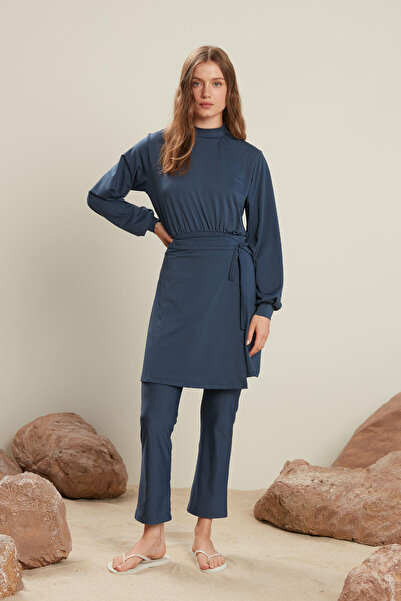 Manuka Hosszú lufis ujjú fürdőruha sötétkék