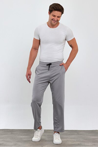 COMBİNE MİCHAİL Men's Gray Straight Leg Relaxed Cut Sweatpants