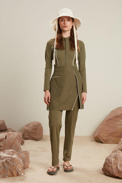 Manuka KHAKI PLAVKOVÉ KALHOTY HIJAB S ROVNOU NOHOU