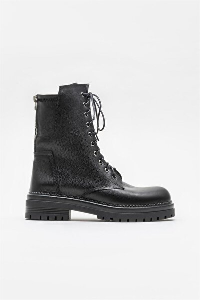 Elle Shoes Siyah Deri Kadın Günlük Bot