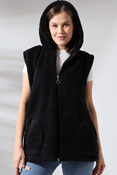 Buklemoda Vestă din lână cu glugă