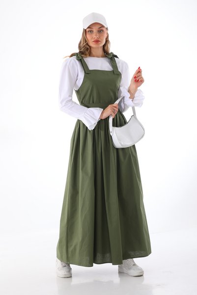 Moda Lippa Gilet kaki cu curea cu cravată pe umeri