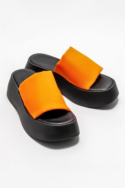 Elle Shoes Orange Women's Wedge Heeled Slippers