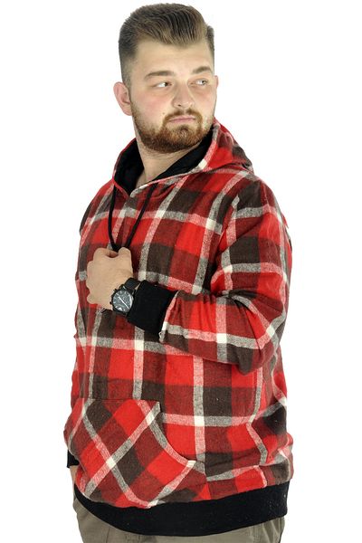 ModeXL مودا XL للرجال حطاب مقنعين العرق الكنغر 22528 أحمر