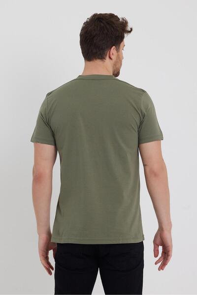 COMBİNE MİCHAİL Ανδρικό μπλουζάκι χακί 100% βαμβακερό κοντό μανίκι