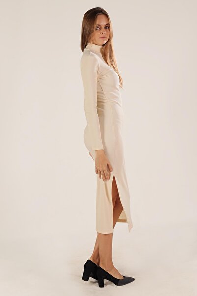 ESPİNA Camisole Turtleneck Slit Knitted Long Dress