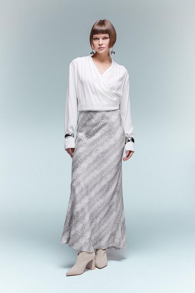 DeFacto A-line Patterned Regular Waist Satin Midi Skirt B2620ax23au