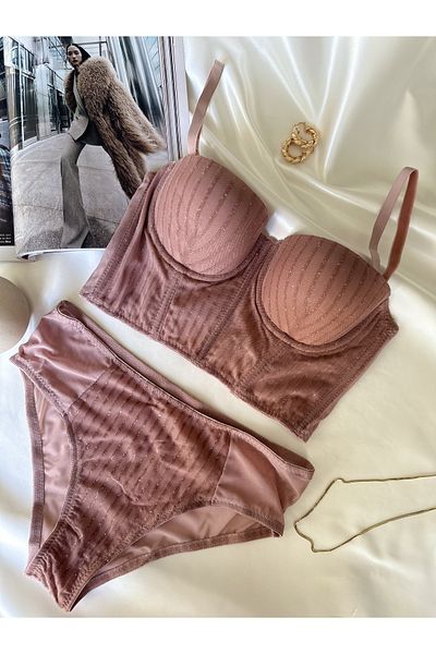 dem merys Glittery Supported Bustier Bra Set