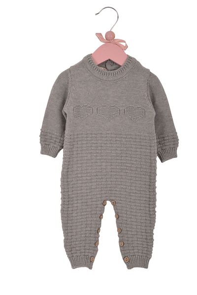 Minora Winter Knitwear Heart Links Jumpsuit Gray