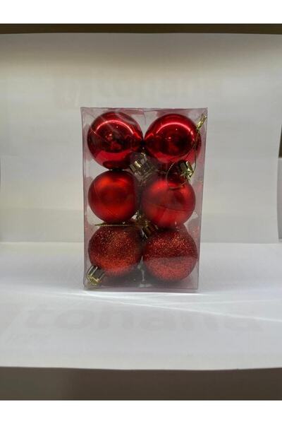 Yenigeldi 12'li Kırmızı 5 Cm Yılbaşı Topu,süs Topu