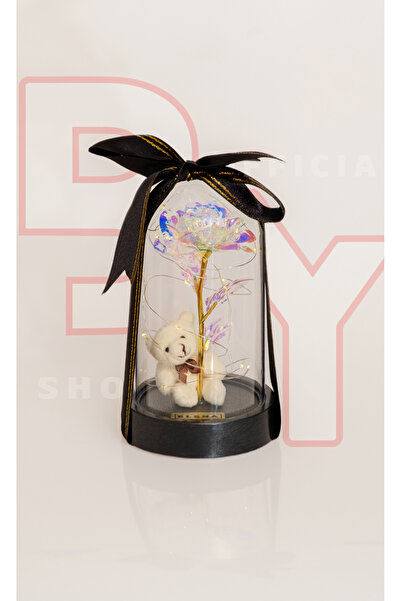 BYSHOPPİNG Ayıcıklı Peri Led Işıklı Sonsuzluk Gülü Fanusu-yılbaşı Özel Hediye...