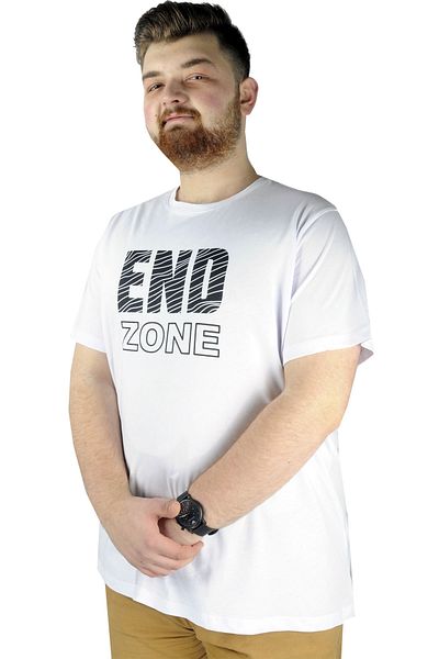 ModeXL Λευκό Bis Collar End Zone 22105 - Ανδρικό μπλουζάκι μεγάλου μεγέθους Mode XL