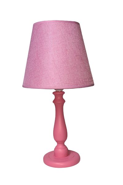 TEKAY AYDINLATMA Girl's room bedroom lampshade with pink wooden legs and pink headboard