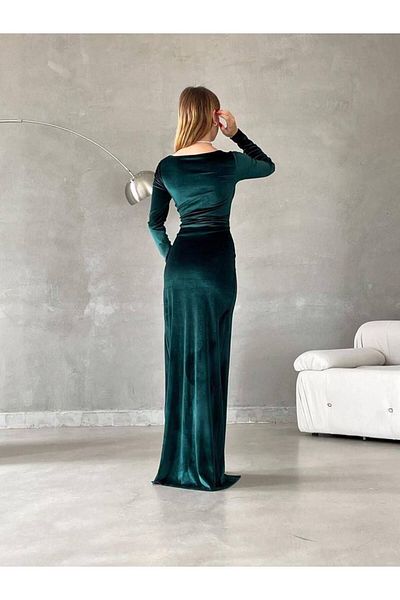 rengamoda Rochie de seara cu fanta din tesatura din catifea Rochie de nunta de absolvire