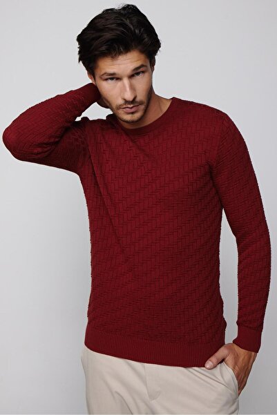 Tudors Чоловічий Slim Fit вузький крій велосипедний комір з візерунком червоний трикотажний светр