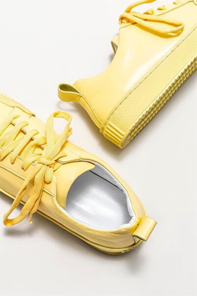 Elle Shoes Yellow Leather Women's Sports Shoes