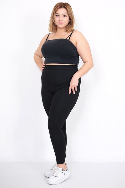 Lamirella Black High Waist Steel Knitted Plus Size Winter Thick Tights