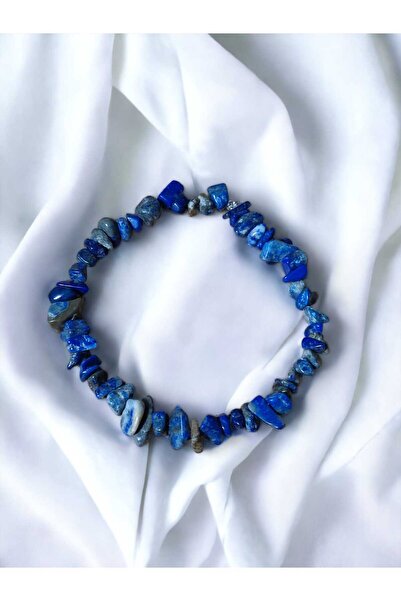 Doğaltaş Lapis Lazuli Taşlı Kırık Taş Bileklik Siyah Hediye Kutulu
