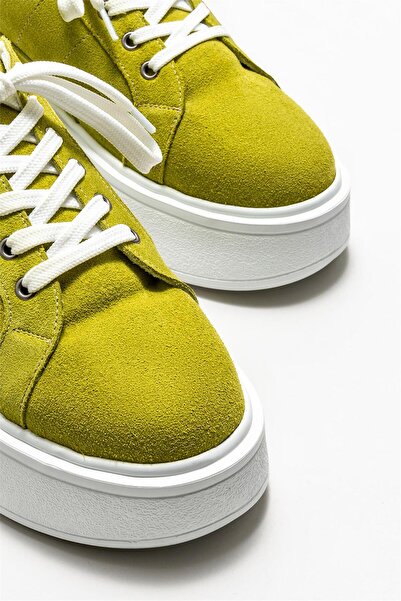 Elle Shoes Green Leather Women's Sports Shoes