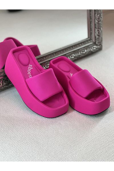 SHOEMARK Lola Fuchsia Thick Sole Single Band Orthopedic Women's Slippers
