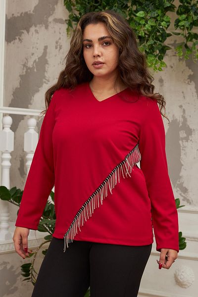 RMG بلوزة كبيرة الحجم من Gamze Fashion Boutique مع إكسسوارات سلسلة أمامية