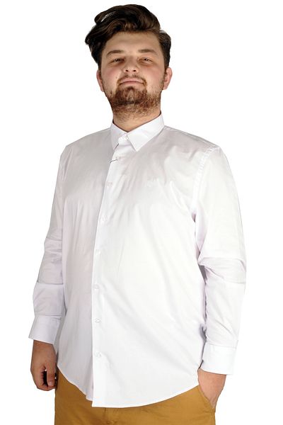 ModeXL Ανδρικό πουκάμισο Lycra Classic μεγάλου μεγέθους - Mode XL 20351 Λευκό