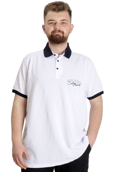 ModeXL Ανδρικό μπλουζάκι πόλο Mode Xl Plus Size Sailing 23344 Λευκό