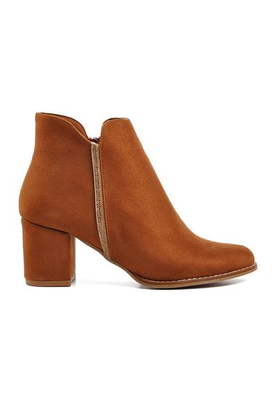 AYAKMOD 262079   Tan Suede Γυναικείες μπότες με τακούνι