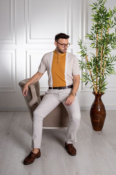 Sarar Μπλούζα Polo Yaka Μπεζ Τάμπα Λεπτή Πλεκτή T-Shirt