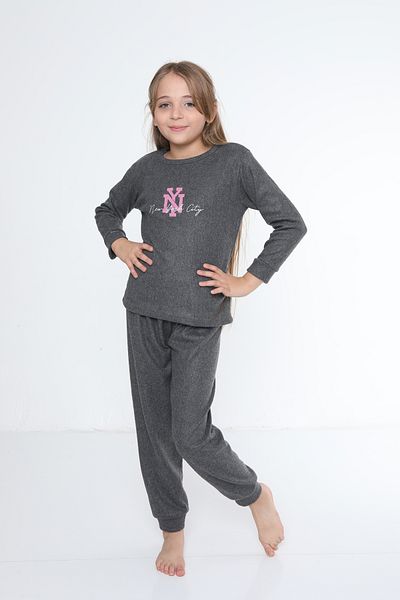 FAMES PİJAMA Set de pijamale de iarnă cu nervuri NY pentru copii |   5 6 7 8 9 10 ANI