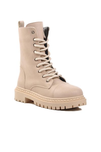 AYAKMOD 335124   Γυναικείες Μπότες Μπεζ Suede με Fleece Εσωτερικά