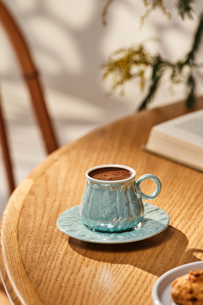 Emsan Teşvikiye Set of 6 Porcelain Coffee Cups Turquoise