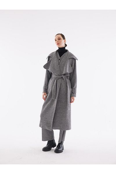 Juste Studio Pletený oversize trenčkot se širokým límcem