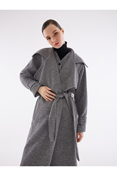 Juste Studio Pletený oversize trenčkot se širokým límcem