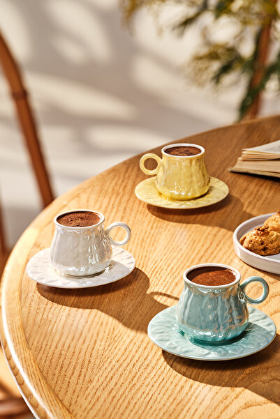 Emsan Teşvikiye Set of 6 Porcelain Coffee Cups Yellow