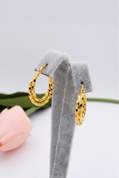 latif kuyumcu 22 Ayar Altın Küpe Çift Sargı Burgu Model Halka Küpe LKKP1188