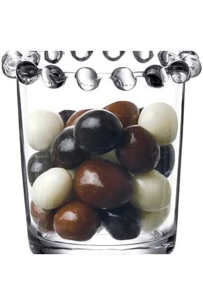 Yenigeldi 1 Piece Glass Pearl Beaded Cup Snack Bowl Presentation Candle Holder Wedding Table Organization Glass (7x7 Cm)