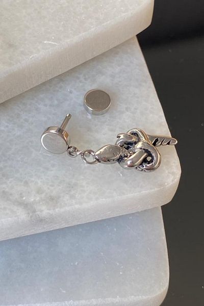 Jaida Moda Unisex 316l Surgical Steel Snake Figure Dangle Earrings