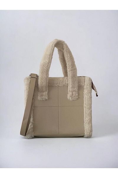 Mercan Stores Women's Furry Faux Leather Hand and Shoulder Bag