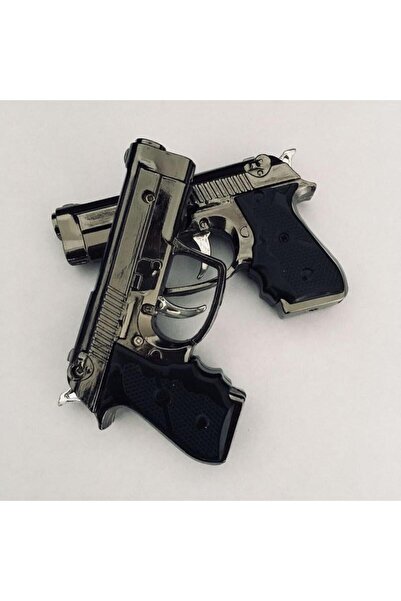 TEKDİZAYN Puro Çakmağı Pürmüz Alevli GÜMÜŞ Renk Silah Görünümlü Çakmak