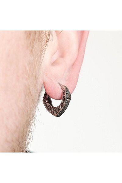 northstarshop Antique Design Square Ring Snap-on 316l Biker Steel Earring Pair