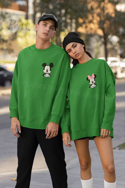 Pear Wear Μίκυ Μίνι Μάους με στάμπα φούτερ ζευγαριού Unisex Oversize 2 τεμαχί...