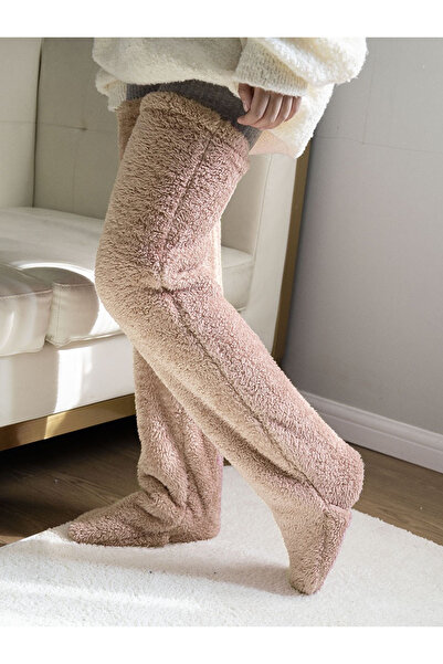 kubbe Tedy Plush Sleeping Socks Welsoft Above Knee Home Socks Foot Warmer Long Socks